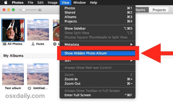 Verstecktes Fotoalbum auf dem Mac anzeigen