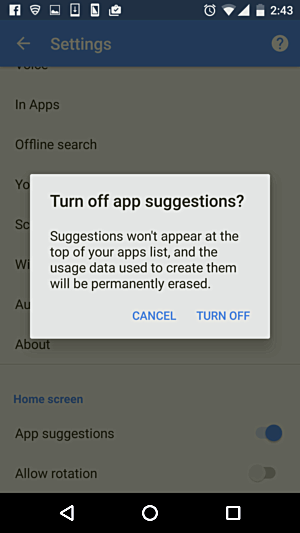 App-Vorschläge ausschalten, um mein Volumen zu reparieren, geht von selbst weiter zurück Android