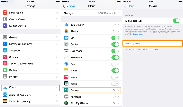 Aktivieren Sie Icloud Backup