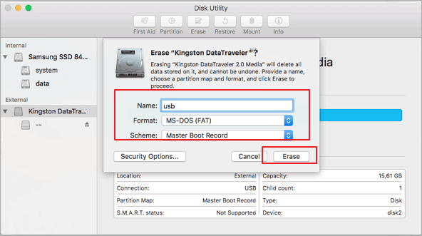 Verwenden Sie das Festplatten-Dienstprogramm, um USB auf Mac auf FAT32 zu formatieren