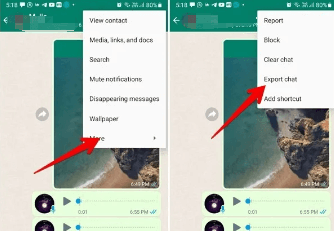 Exportieren Sie den Chat-Verlauf, um gelöschte Dokumente von WhatsApp wiederherzustellen