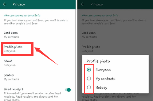 Ändern Sie die Datenschutzeinstellungen des WhatsApp-Profilfotos, um zu beheben, dass der WhatsApp-Status nicht angezeigt wird