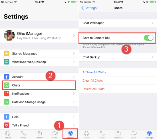 Whatsapp Deaktivieren Sie „Video in Kamerarolle speichern“ auf dem iPhone