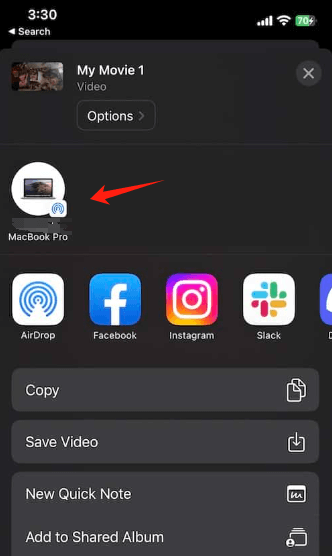 Airdrop iMovie vom iPhone auf den Mac