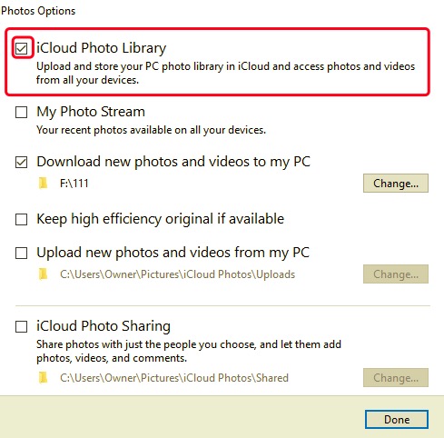 Verwenden von iCloud zum Importieren von Fotos vom iPhone auf die externe Festplatte