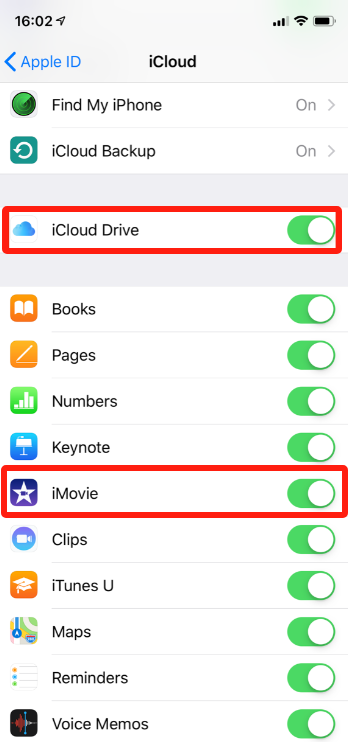 Aktivieren Sie iCloud Sync für iMovie auf dem iPhone