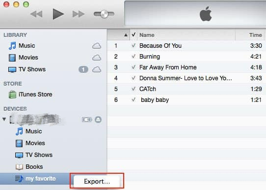 Exportieren Sie die iPod-Wiedergabeliste, um sie nach iTunes zu übertragen
