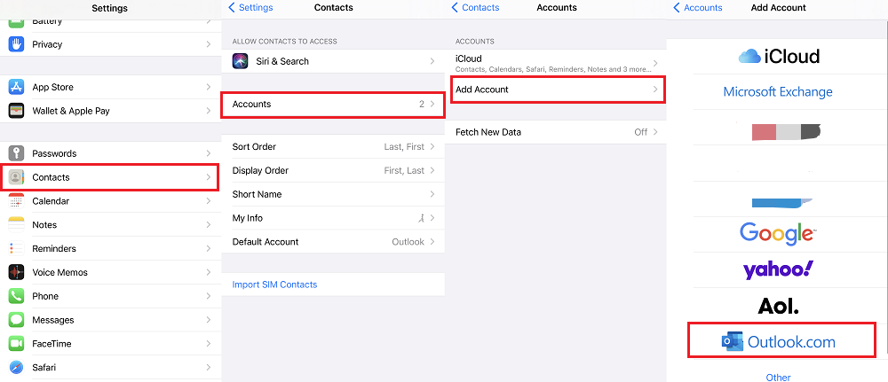 Übertragen Sie Outlook-Kontakte mit Exchange auf das iPhone