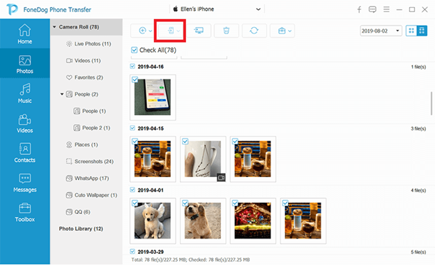 FoneDog Phone Transfer-Import auf das Gerät