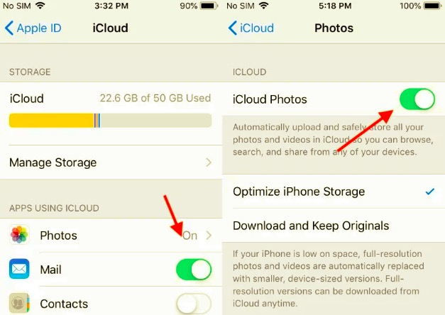 Schalten Sie die iCloud-Fotos ein, um Videos vom iPhone auf den Mac zu übertragen