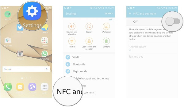 Datenübertragung zwischen Samsung über NFC