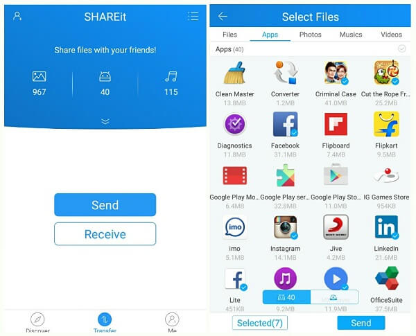 Datenübertragung von Samsung zu Samsung über Shareit
