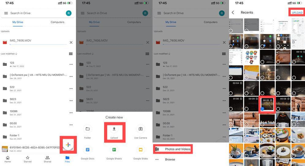 Laden Sie Fotos auf Google Drive hoch