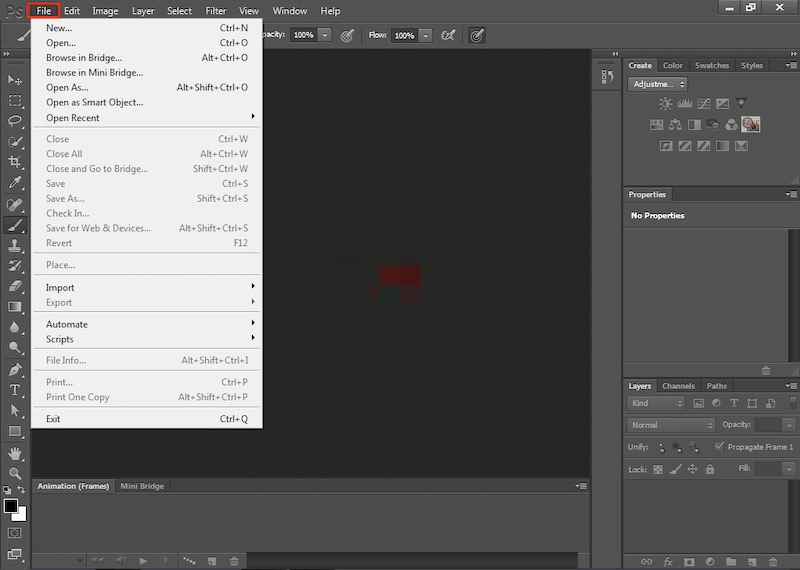 Stellen Sie Photoshop-Dateien aus zuletzt verwendeten Dateien wieder her