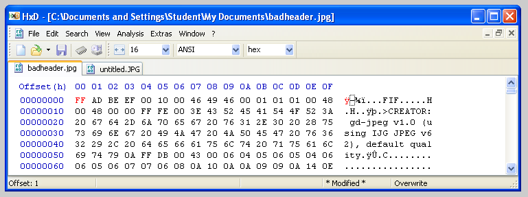 HxD Hex Editor der JPEG Repair Tools