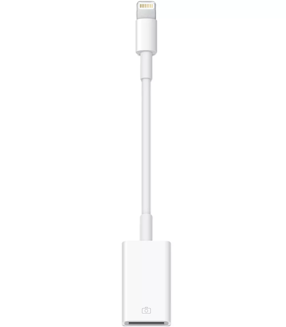 Übertragen Sie Fotos von der Kamera auf das Telefon, indem Sie einen Apple Lightning-zu-USB-Kameraadapter verwenden