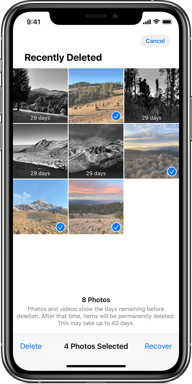 Wiederherstellen von Fotos aus der Foto-App