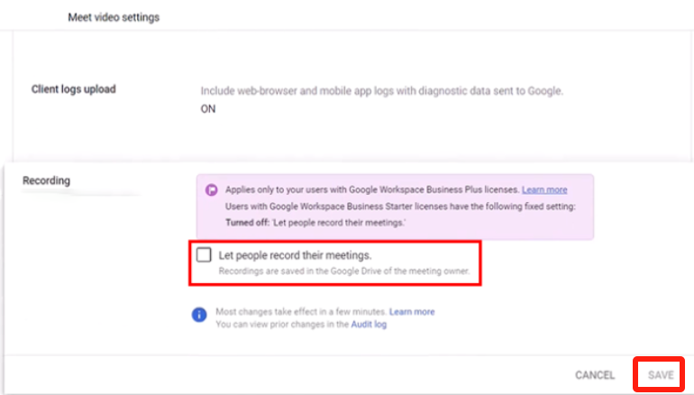 Aktivieren Sie die Aufzeichnung in Google Meet, um die Lösung zu finden