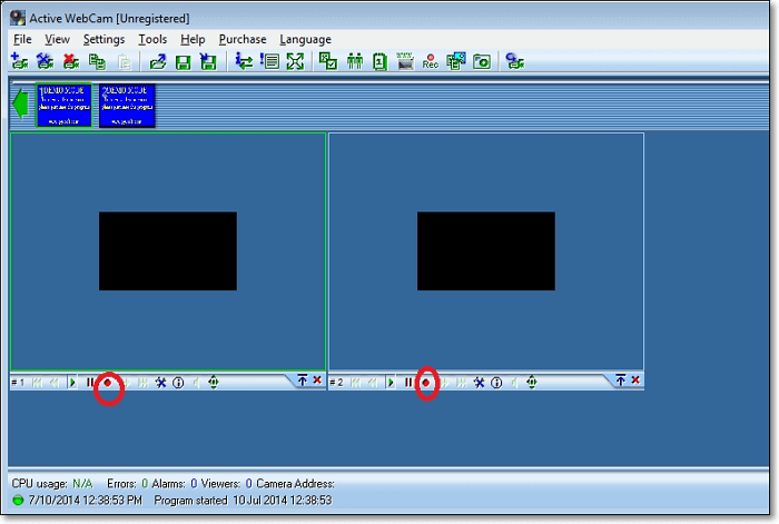 Aktive Webcam zum Aufzeichnen einer Webcam unter Windows