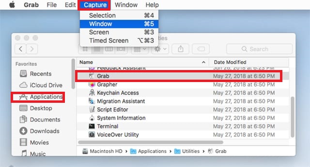 Mit Grab Screenshots auf dem Mac machen