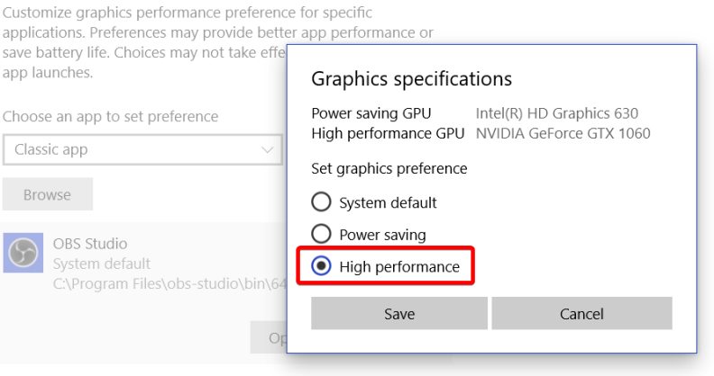 Lösen Sie „OBS Game Capture Black Screen“ – GPU-Auswahl ändern