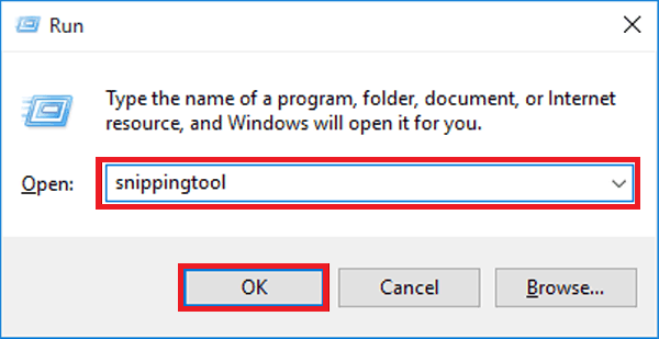 Öffnen Sie das Snipping-Tool über das Dialogfeld „Ausführen“.