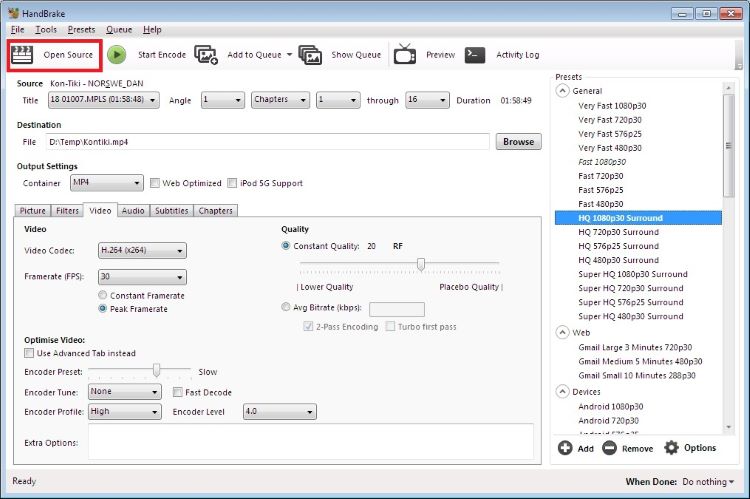 Konvertieren Sie iTunes-Filme mit HandBrake in MP4