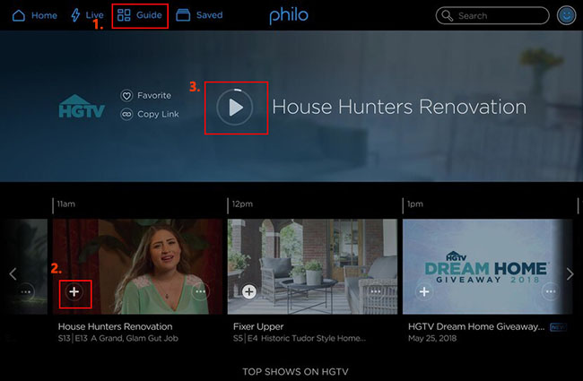 Nehmen Sie mit der Cloud-DVR-Funktion auf Philo auf