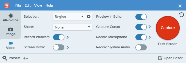 Snagit Recorder zum Aufzeichnen von Live-Streams