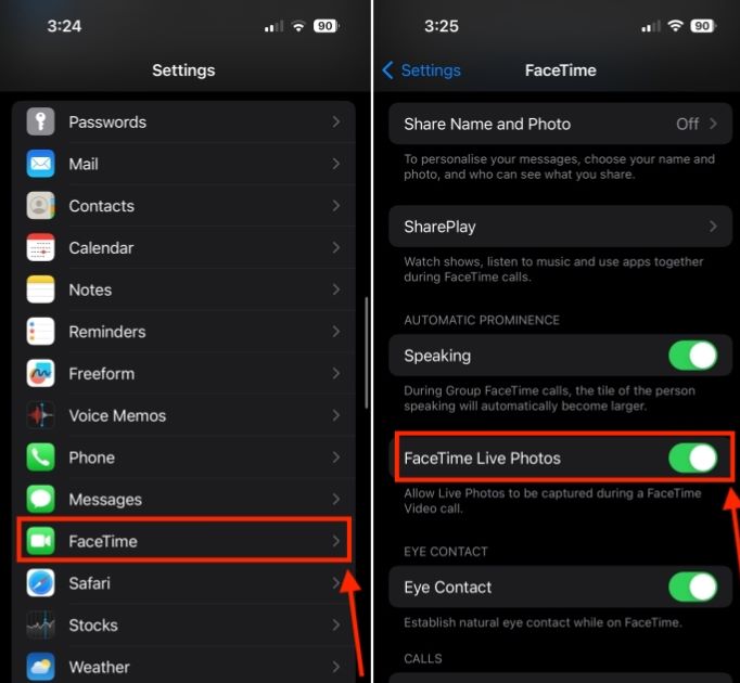 Aktivieren Sie Facetime Live Photo, um einen Facetime-Screenshot auf iPhones zu machen