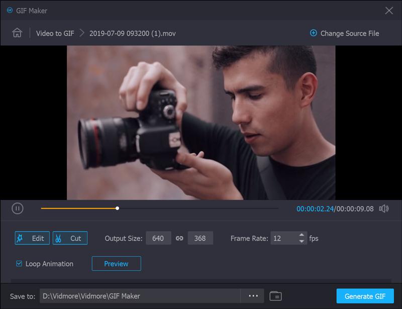 Schneiden Sie Videos mit dem Vidmore Video Converter in GIF zu