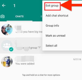 Löschen Sie einen Gruppenchat auf WhatsApp