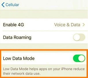 Deaktivieren Sie den iPhone-Modus mit niedrigem Datenvolumen, um zu beheben, dass WhatsApp nicht funktioniert