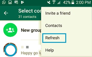 Aktualisieren Sie WhatsApp-Kontakte, um zu beheben, dass Kontakte keine Probleme anzeigen