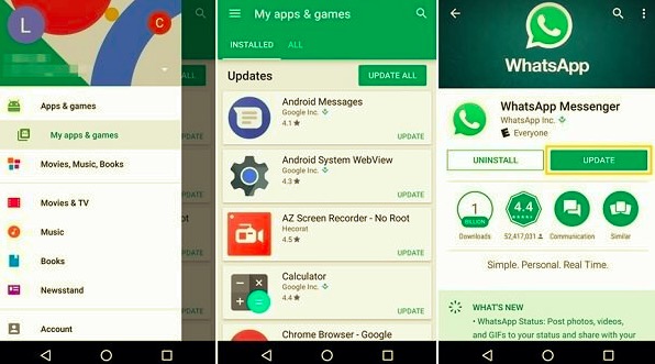 Aktualisieren Sie WhatsApp auf Android, um zu beheben, dass WhatsApp nicht funktioniert