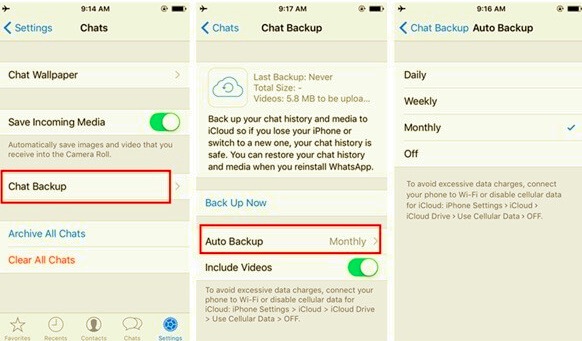 WhatsApp lokales Backup auf dem iPhone