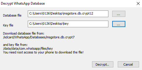 Entschlüsseln der WhatsApp-Nachrichtendatenbanken