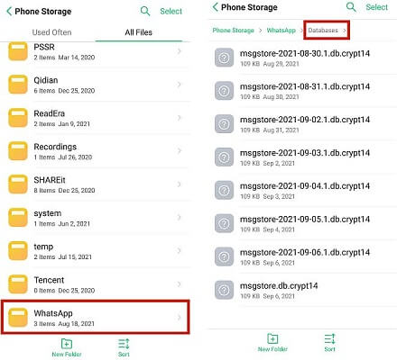 Stellen Sie WhatsApp aus einem Backup mithilfe der lokalen WhatsApp-Sicherung im internen Speicher wieder her