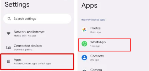 Finden Sie WhatsApp in den Android-Einstellungen