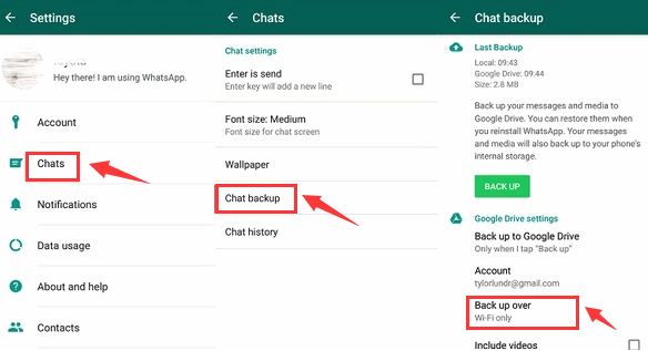Erstellen von WhatsApp-Backups mit einem anderen Wi-Fi-Netzwerk