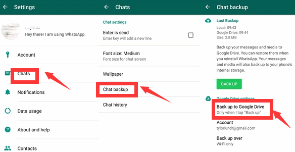 So sichern Sie Ihren Chat-Verlauf auf Google Drive